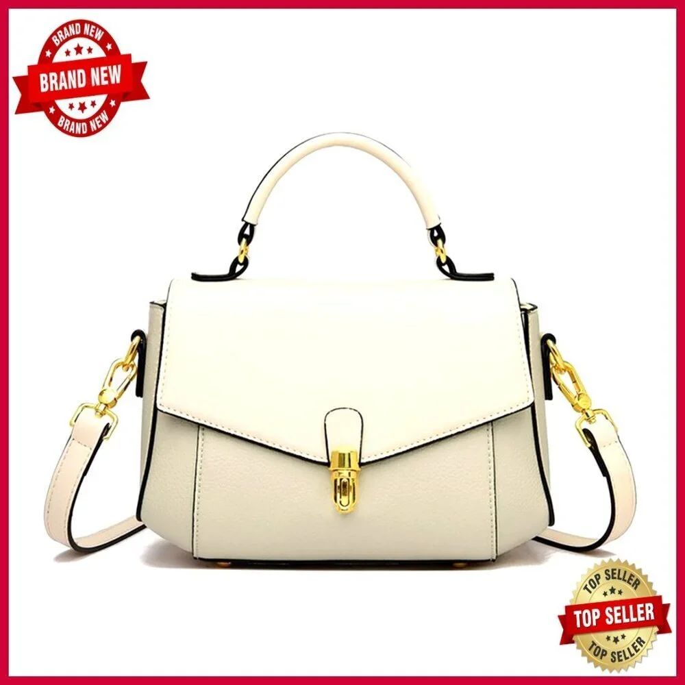 Genuine Leather Crossbody Bag with Removable Strap, Medium Satchel